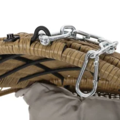 Greystone Indoor/Outdoor Wicker Hanging Chair With 8' Chain - Light Brown/Beige - Christopher Knight Home -Knight Outdoor Cheap Store GUEST c0f425a7 5538 4cab afd5 ae414bbe2b67