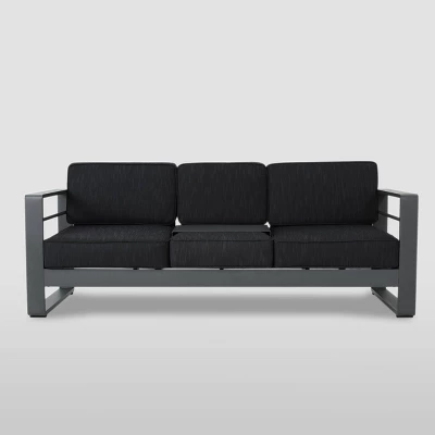 Cape Coral 3pc Metal Patio Sofa Set With Cushions - Gray/Dark Gray - Christopher Knight Home 8 Cape Coral 3pc Metal Patio Sofa Set With Cushions - Gray/Dark Gray - Christopher Knight Home - Image 8