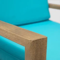 Santa Ana 4pc Acacia Wood Chat Set - Brushed Light Brown/Teal - Christopher Knight Home -Knight Outdoor Cheap Store GUEST c1ee2748 e4ec 4f36 a8ad 46c16a584aa3