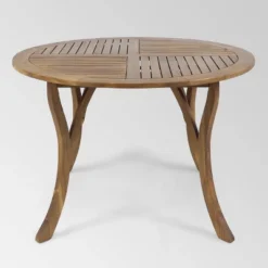 Wells 5 Pc Acacia Wood Round Dining Set Teak Finish - Christopher Knight Home -Knight Outdoor Cheap Store GUEST c2919478 150b 4d50 90aa 2d7b771edd4c