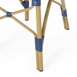 Paul 3pc Outdoor Aluminum French Bistro Set - Dark Teal/White/Bamboo - Christopher Knight Home -Knight Outdoor Cheap Store GUEST c48dbc1b 709c 4b64 b8ee 78b0f289f43b