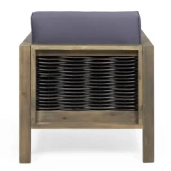 Linwood 2pk Outdoor Acacia Wood Club Chairs With Wicker Accents - Gray/Dark Gray - Christopher Knight Home -Knight Outdoor Cheap Store GUEST c6460f9c f836 4839 b220 f9c82ef62aad