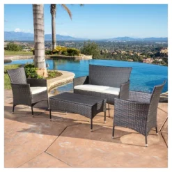 Malta Outdoor 4pc Wicker Chat Set With Cushions - Christopher Knight Home -Knight Outdoor Cheap Store GUEST c791aacd 0df1 4a1c b69c 1964c77623b1