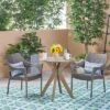 Bryant 3pc Acacia Wood & Wicker Bistro Set - Gray/Gray - Christopher Knight Home