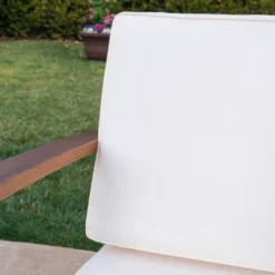 Perla 4pc Acacia Wood Sectional Sofa Set Teak/Cream - Christopher Knight Home -Knight Outdoor Cheap Store GUEST c8f64f7c 11a4 4bbd 849e d4f40e78c627