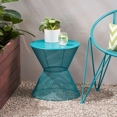 Nevada Iron Modern Side Table - Matte Teal - Christopher Knight Home 1 Nevada Iron Modern Side Table - Matte Teal - Christopher Knight Home