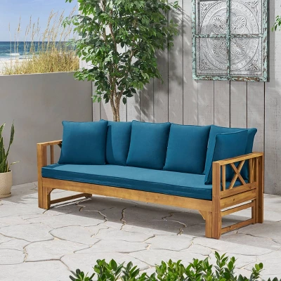 Long Beach Acacia Wood Extendable Patio Daybed Sofa Teak - Christopher Knight Home 1 Long Beach Acacia Wood Extendable Patio Daybed Sofa Teak - Christopher Knight Home