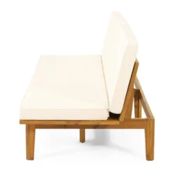 Jill Outdoor Acacia Wood Convertible Daybed With Cushions Teak/Beige - Christopher Knight Home -Knight Outdoor Cheap Store GUEST ca6d953d eea0 4111 89e7 389355abf09f