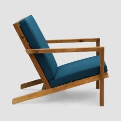 Leah 3pc Acacia Wood Chat Set - Brown/Dark Teal - Christopher Knight Home -Knight Outdoor Cheap Store GUEST caed449d acc8 46b7 a738 c7df22d59552