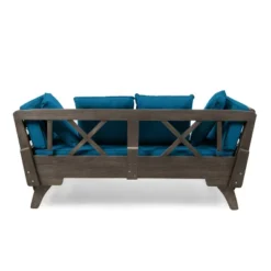 Ottavio Outdoor Acacia Wood Expandable Daybed With Cushions - Dark Teal/Gray - Christopher Knight Home -Knight Outdoor Cheap Store GUEST cb94bace 5b73 4263 9f82 e5df208c4ccd