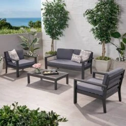 Santa Ana 4pc Gray Acacia Wood Conversation Set - Christopher Knight Home -Knight Outdoor Cheap Store GUEST cbf5bd5a 94b4 42f6 a642 c8638707c7bf