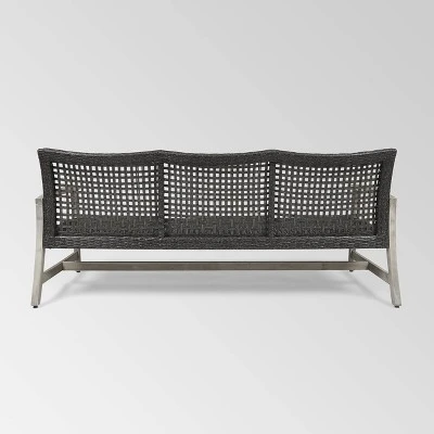 Hampton Wood & Wicker Sofa - Light Gray/Black - Christopher Knight Home 4 Hampton Wood & Wicker Sofa - Light Gray/Black - Christopher Knight Home - Image 4