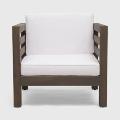 Oana Acacia Wood Club Chair - Gray/White - Christopher Knight Home -Knight Outdoor Cheap Store GUEST ccc603a2 05c7 463c a664 747bfdc1b61d