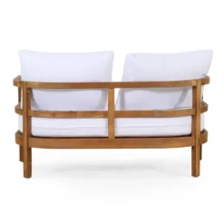 2pc Ellendale Outdoor Acacia Wood Loveseat & Coffee Table Teak/White - Christopher Knight Home -Knight Outdoor Cheap Store GUEST cd4af724 df56 4a28 be7d da6d8f55bc12