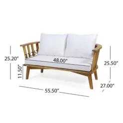 Solano 4pc Outdoor Wooden Chat Set With Rectangular Coffee Table - White/Teak - Christopher Knight Home -Knight Outdoor Cheap Store GUEST cdb6e396 cde8 4b25 8fff 274e3b27ac68