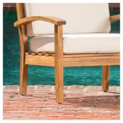 Peyton 4pk Acacia Wood Patio Club Chairs W/ Cushions - Beige - Christopher Knight Home -Knight Outdoor Cheap Store GUEST cf244c1f 87fa 42bd 9db2 5cfad56e4991