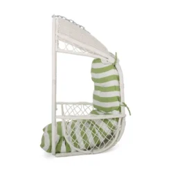 Greystone Indoor/Outdoor Hanging Chair With 8' Chain - White/Green - Christopher Knight Home -Knight Outdoor Cheap Store GUEST cfbf4d9e db91 4eed 8e40 4630b4316ab3
