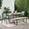 Quay 6pc Outdoor Aluminum Dining Set - Natural/Gray/Dark Gray - Christopher Knight Home