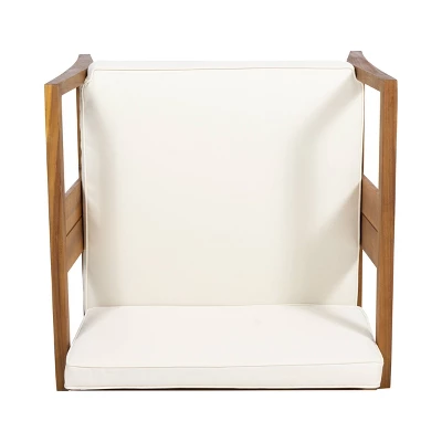 Nicholson Outdoor 4 Seater Acacia Wood Chat Set - Teak/Beige - Christopher Knight Home 9 Nicholson Outdoor 4 Seater Acacia Wood Chat Set - Teak/Beige - Christopher Knight Home - Image 9