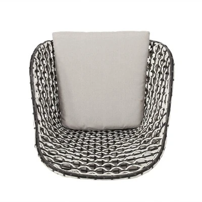 Neblett 3pc Patio Wicker Chat Set - White/Beige/Black - Christopher Knight Home 3 Neblett 3pc Patio Wicker Chat Set - White/Beige/Black - Christopher Knight Home - Image 3