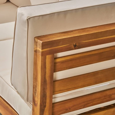 Oana 9pc Acacia Wood U-Shaped Sectional Sofa Set Teak/Beige - Christopher Knight Home 4 Oana 9pc Acacia Wood U-Shaped Sectional Sofa Set Teak/Beige - Christopher Knight Home - Image 4