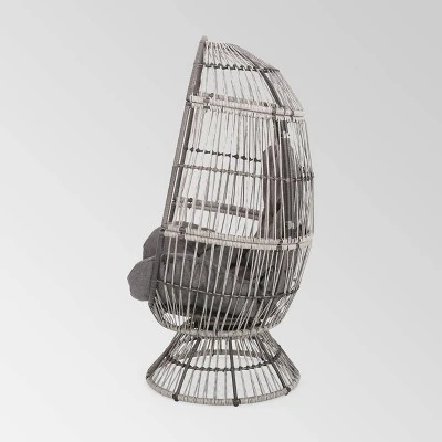Pintan Wicker Swivel Egg Chair - Christopher Knight Home 3 Pintan Wicker Swivel Egg Chair - Christopher Knight Home - Image 3