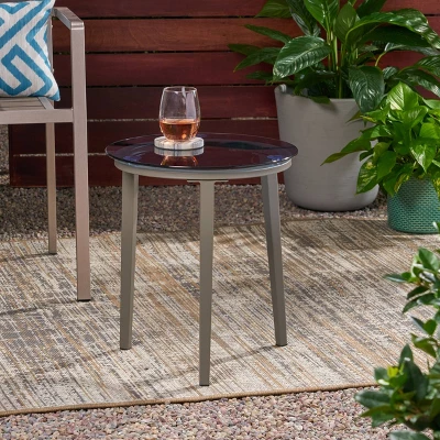 Pebble Iron Modern Side Table - Gray - Christopher Knight Home 1 Pebble Iron Modern Side Table - Gray - Christopher Knight Home