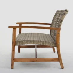 Hampton Wicker Loveseat - Natural/Gray - Christopher Knight Home -Knight Outdoor Cheap Store GUEST d4a90277 9791 403f a21d 1e683a1685a0