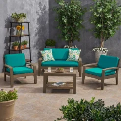 4pc Grenada Acacia Patio Chat Set With Sunbrella Cushions - Christopher Knight Home -Knight Outdoor Cheap Store GUEST d5051542 04d0 4daa a863 b97fbd090771
