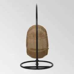 Ripley Outdoor Wicker Hanging Chair With Stand - Light Brown/Dark Gray - Christopher Knight Home -Knight Outdoor Cheap Store GUEST d5a443ed d538 4910 a916 7a5e9c4e9e59