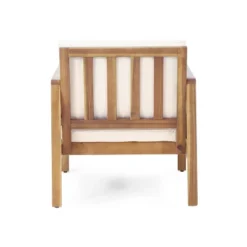 4pk Oana Outdoor Acacia Wood Chat Set With Cushions Teak/Beige - Christopher Knight Home