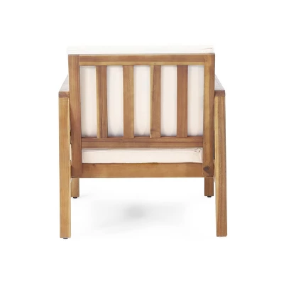 4pk Oana Outdoor Acacia Wood Chat Set With Cushions Teak/Beige - Christopher Knight Home 1 4pk Oana Outdoor Acacia Wood Chat Set With Cushions Teak/Beige - Christopher Knight Home