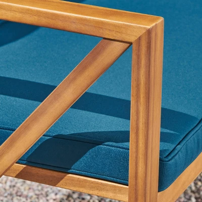 Andora 2pc Acacia Wood Loveseat Set - Brown/Dark Teal - Christopher Knight Home 3 Andora 2pc Acacia Wood Loveseat Set - Brown/Dark Teal - Christopher Knight Home - Image 3