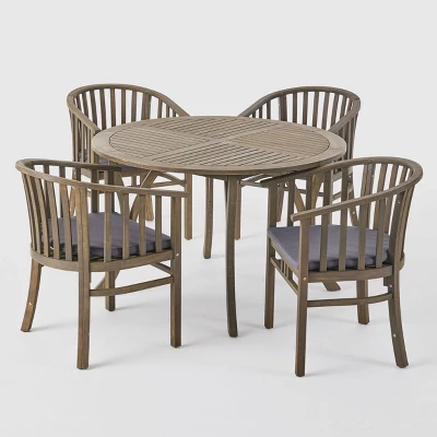 5pc Alondra Acacia Wood Patio Dining Set Gray - Christopher Knight Home 1 5pc Alondra Acacia Wood Patio Dining Set Gray - Christopher Knight Home