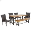 Salons 6pc Acacia & Wicker Dining Set - Teak/Brown - Christopher Knight Home