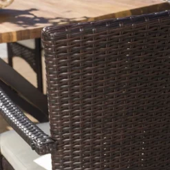 Brandywine 6pc Acacia Wood/Wicker Patio Dining Set - Brown/Cream - Christopher Knight Home -Knight Outdoor Cheap Store GUEST d8816a83 39de 4182 98eb cd35a671c989