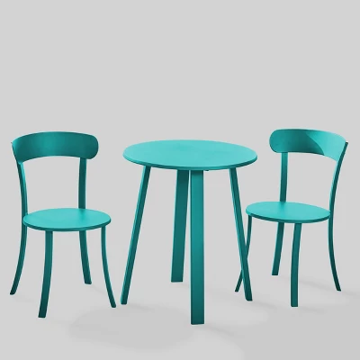 Barbados 3pc Patio Bistro Set - Matte Teal - Christopher Knight Home 1 Barbados 3pc Patio Bistro Set - Matte Teal - Christopher Knight Home