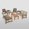 9pc Hampton Wood And Wicker Patio Chat Set Gray - Christopher Knight Home