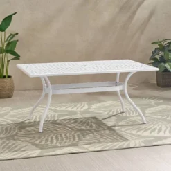 Phoenix Rectangle Aluminum Dining Table - White - Christopher Knight Home -Knight Outdoor Cheap Store GUEST d98d2f8b d734 4924 b190 38f597e8a684