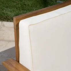 Perla 5pc Patio Sectional Sofa - Teak/Cream - Christopher Knight Home -Knight Outdoor Cheap Store GUEST db5547ae 89ad 4e1a 9799 d77500d12263