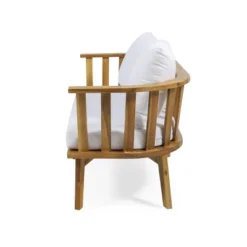 Solano 4pc Outdoor Wooden Chat Set With Rectangular Coffee Table - White/Teak - Christopher Knight Home -Knight Outdoor Cheap Store GUEST df0cde68 9140 45ca a664 5d63489bbe71