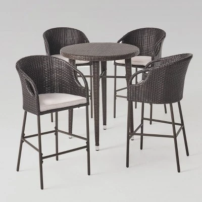Dominica 5pc Wicker Round Bar Set Multibrown/Light Brown - Christopher Knight Home 1 Dominica 5pc Wicker Round Bar Set Multibrown/Light Brown - Christopher Knight Home