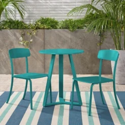 Samos 3pc Iron Bistro Set - Matte Teal - Christopher Knight Home -Knight Outdoor Cheap Store GUEST e2ca294c c095 4f16 b49b d8ee0637cba9