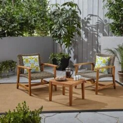 3pc Hampton Wood And Wicker Patio Set - Christopher Knight Home -Knight Outdoor Cheap Store GUEST e2e06ba9 134c 4241 8b22 a6fd0438b4e1