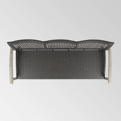Hampton Wood & Wicker Sofa - Light Gray/Black - Christopher Knight Home 5 Hampton Wood & Wicker Sofa - Light Gray/Black - Christopher Knight Home - Image 5