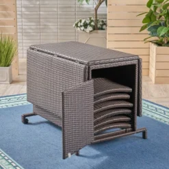 Maldives 7pc Foldable Wicker Dining Set - Brown - Christopher Knight Home -Knight Outdoor Cheap Store GUEST e8941021 99ea 4b17 b919 40e9f107b5cf