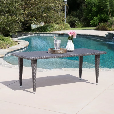 Dominica 6.25' Rectangular Wicker Dining Table - Gray - Christopher Knight Home 1 Dominica 6.25' Rectangular Wicker Dining Table - Gray - Christopher Knight Home