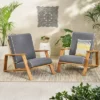 Paloma 2pk Outdoor Acacia Wood Club Chairs With Cushions - Teak/Dark Gray - Christopher Knight Home