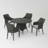Hillhurst 5pc Wicker Round Dining Set Gray - Christopher Knight Home
