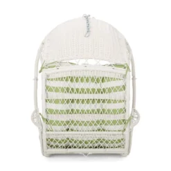 Greystone Indoor/Outdoor Hanging Chair With 8' Chain - White/Green - Christopher Knight Home -Knight Outdoor Cheap Store GUEST ee5d91a5 ec73 4a5c 8375 f9ebce432e3f